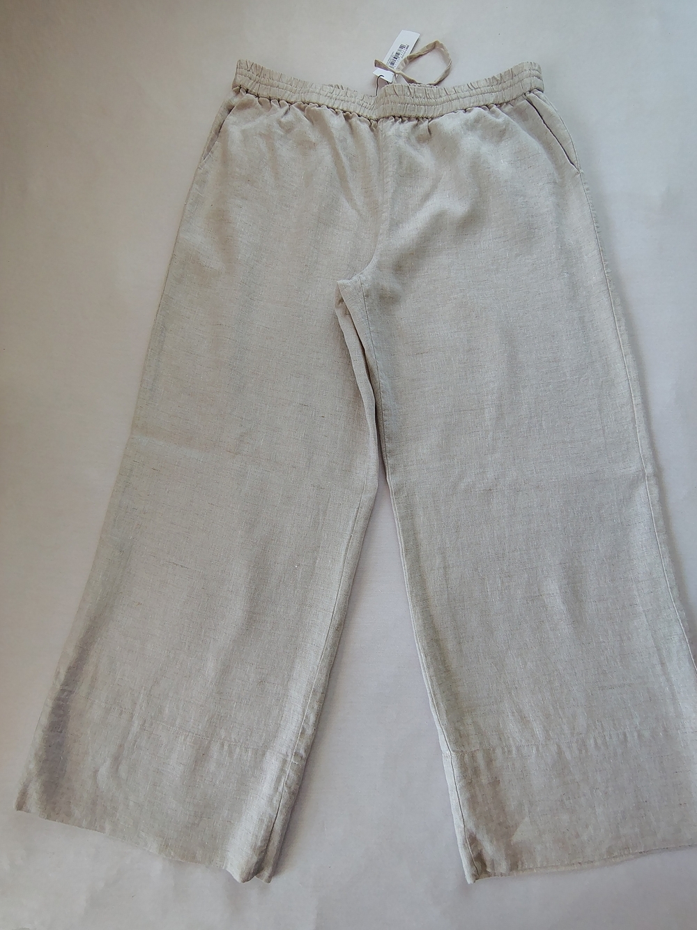 The Drop Light Beige Wide-Leg Linen Pants Size XL
